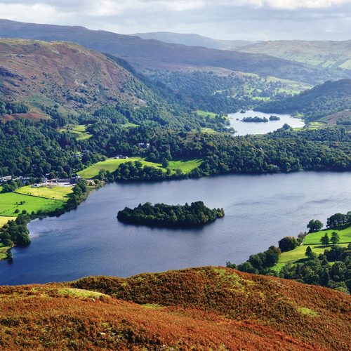 Grasmere from the slopes of Silver Howe. English Lake District National Park
